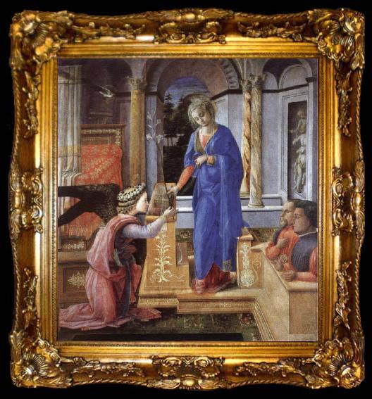framed  Fra Filippo Lippi The Annunciation with two kneeling donors, ta009-2